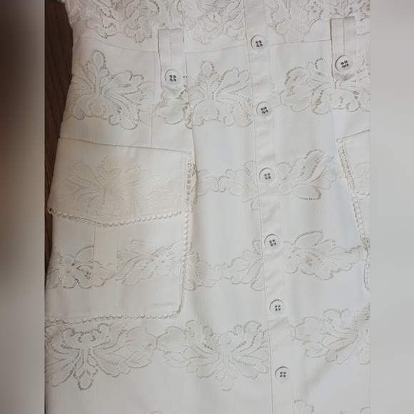 Rachell Parcell Women's White Short Sleeve Button Front Dress Size 10 - Picture 6 of 11